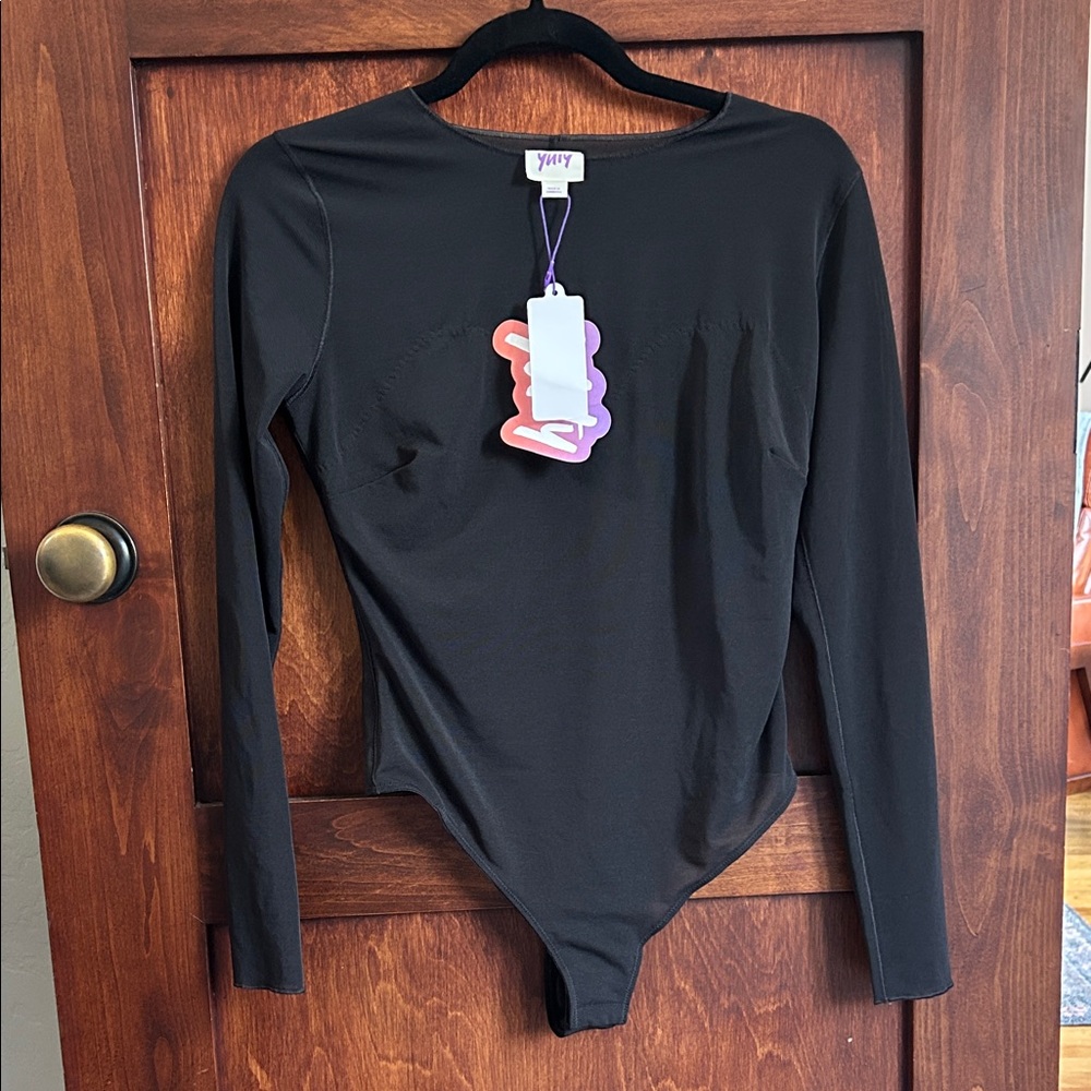 NWT YITTY Semi-Sheer Black Long Sleeve Bodysuit